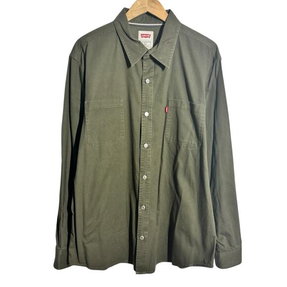 Levi's Western Denim Button Up Shirt Men XL Green Country Outdoor Workwear Top - Picture 1 of 8